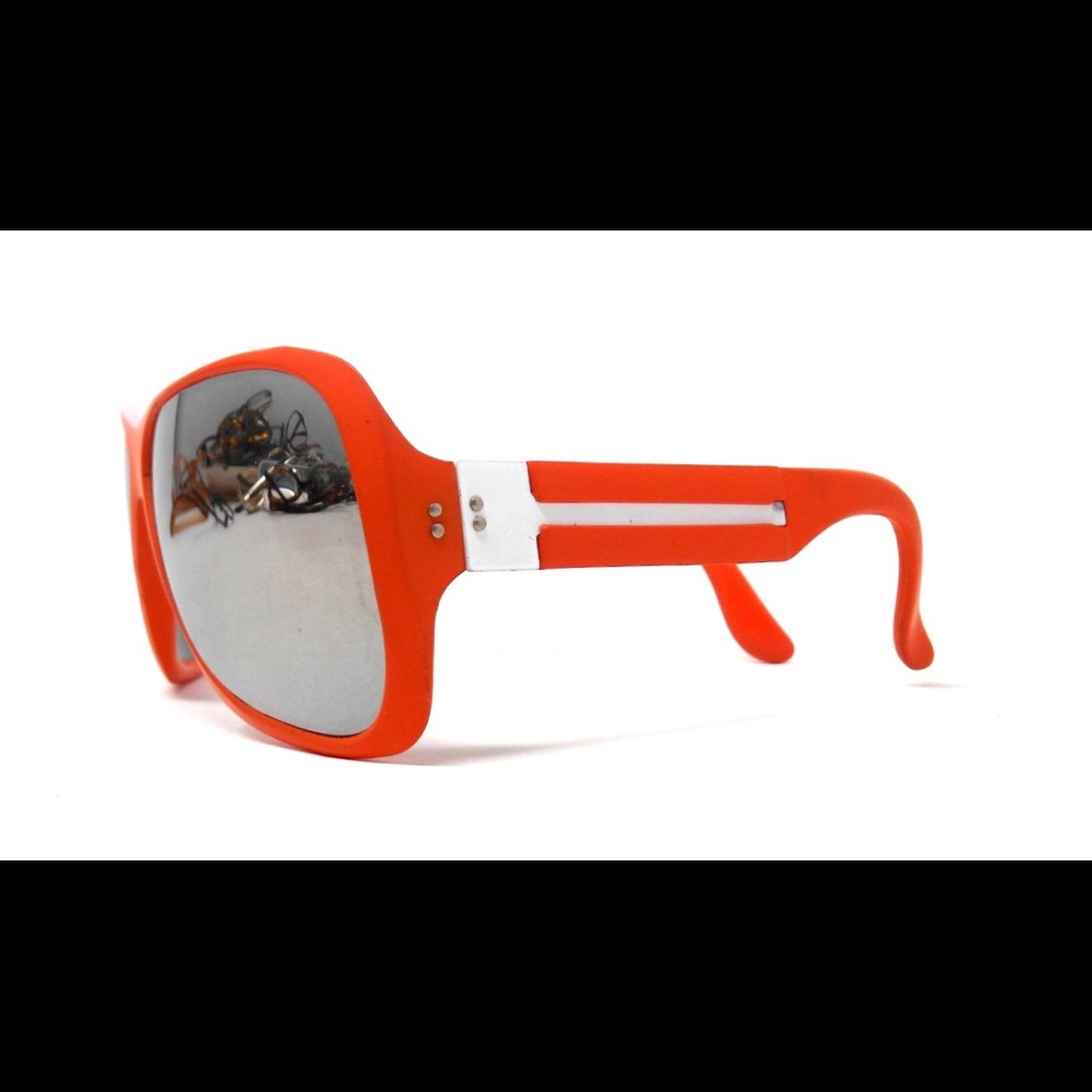 1970’s Orange Color Block Thivk Framed Sunglasses with Mirrored Lenses, France - Picture 4 of 4